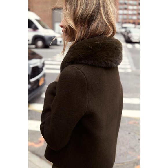 ZARA CARDIGAN WITH FAUX FUR COLLAR - Picture 4 of 8